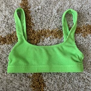 Good American Always Fits chartreuse ribbed bikini top
